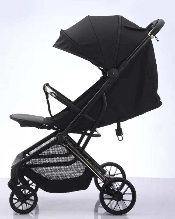 One-Hand Fold Baby Stroller Adjustable Canopy & Pedal with Storage Basket & Bag Baby Pram Wholesale - 图片 3