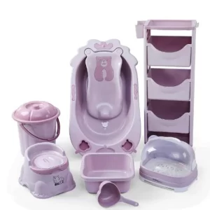 8-in-1 Baby Bathing Set with Bathtub, Bath Rack, Bucket, Square Basin, Potty Trainer, Water Scoop, 3-Tier Organizer & Bottle Storage Box, Wholesale