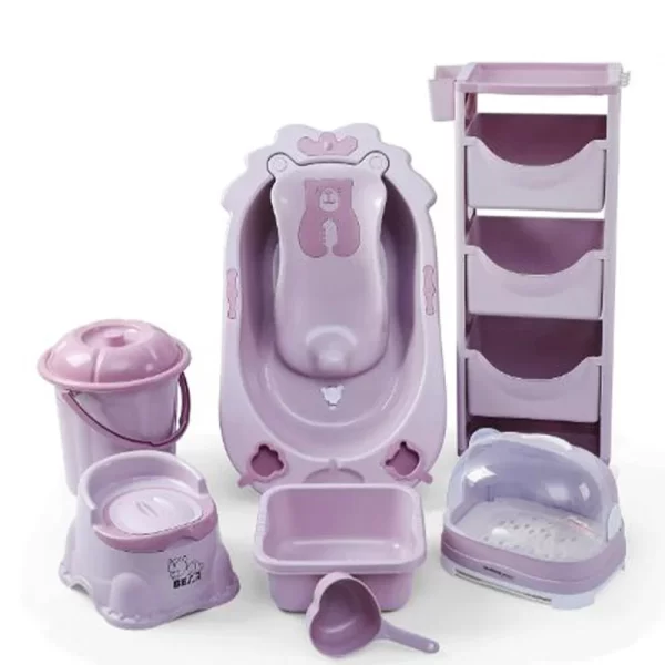 8-in-1 Baby Bathing Set with Bathtub, Bath Rack, Bucket, Square Basin, Potty Trainer, Water Scoop, 3-Tier Organizer & Bottle Storage Box, Wholesale