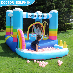 Bouncy Castle with Slide, Inflatable Castle with Air Blower, Indoor/Outdoor Jump House for Kids