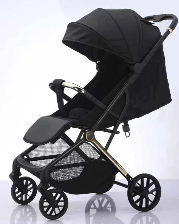 One-Hand Fold Baby Stroller Adjustable Canopy & Pedal with Storage Basket & Bag Baby Pram Wholesale