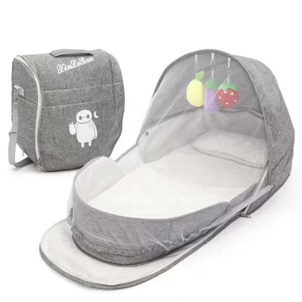 Portable Travel Bassinet for Newborn Infant Baby Bed Carry Bag Storage Pocket, Lightweight Foldable Cosleeping with Mosquito Net, Wholesale - 图片 2