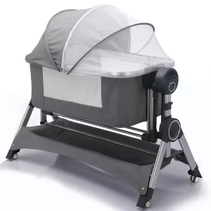Foldable Electric Baby Rocking Bed Bassinet Remote Control 3-Speed Adjustable Crib with Thick Padding, Wholesale