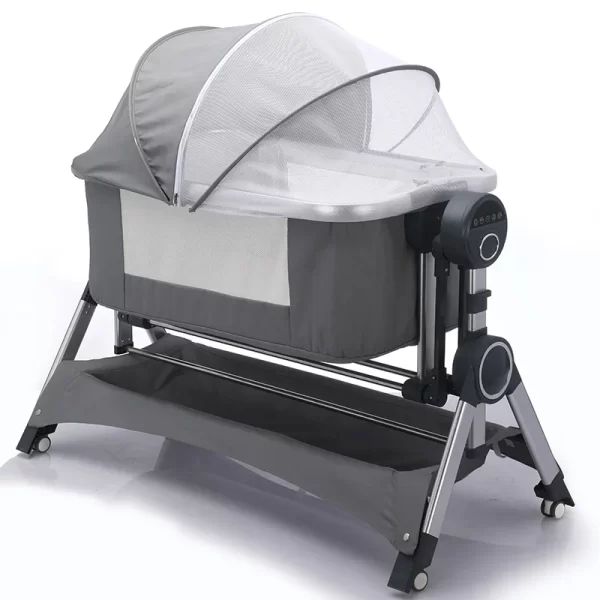 Foldable Electric Baby Rocking Bed Bassinet Remote Control 3-Speed Adjustable Crib with Thick Padding, Wholesale