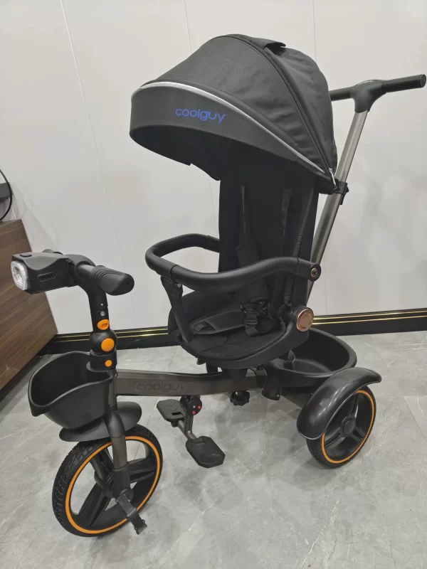 Kids' Tricycle with Music & Lights Rotating Reclining Seat Foldable Handle Thickened Canopy Cushion for Distributor - 图片 3