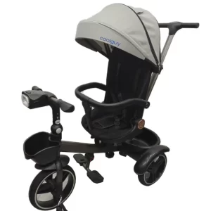 Kids' Tricycle with Music & Lights Rotating Reclining Seat Foldable Handle Thickened Canopy Cushion for Distributor