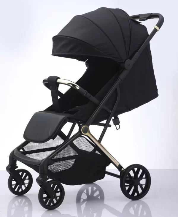 One-Hand Fold Baby Stroller Adjustable Canopy & Pedal with Storage Basket & Bag Baby Pram Wholesale - 图片 2