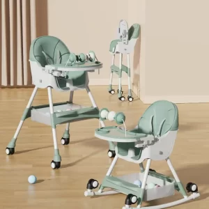 2-in-1 Baby High Chair with Rocking Horse Mode Toys Adjustable Height Foldable Double Tray, Wholesale
