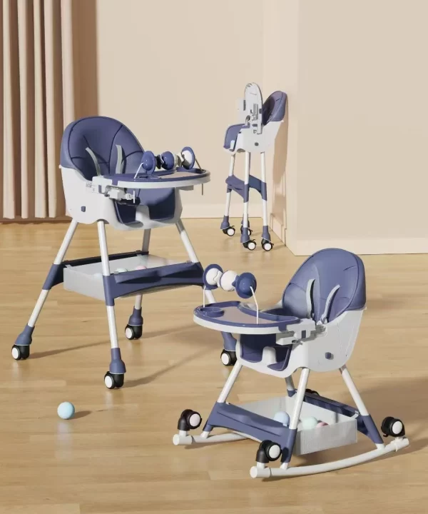 2-in-1 Baby High Chair with Rocking Horse Mode Toys Adjustable Height Foldable Double Tray, Wholesale - 图片 2