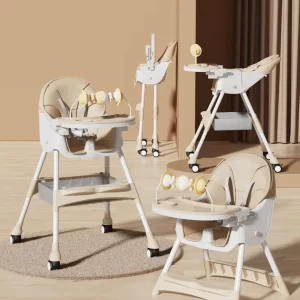 Baby High Chair with Rocking Horse Mode Toys and Adjustable Recline, Foldable Design, Comfortable & Safe for Infants, Wholesale