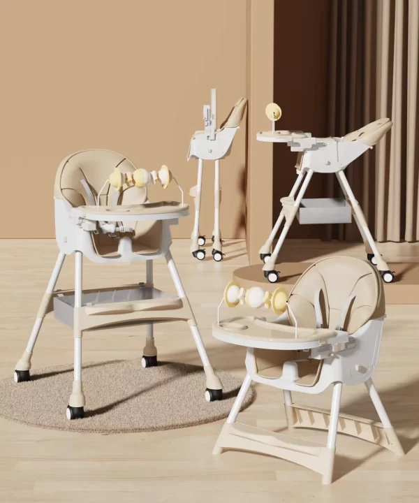 Baby High Chair with Rocking Horse Mode Toys and Adjustable Recline, Foldable Design, Comfortable & Safe for Infants, Wholesale