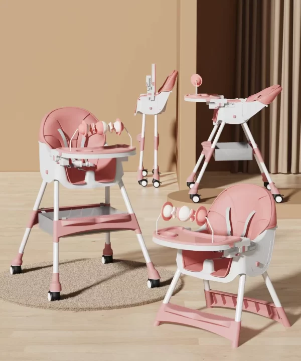 Baby High Chair with Rocking Horse Mode Toys and Adjustable Recline, Foldable Design, Comfortable & Safe for Infants, Wholesale - 图片 5