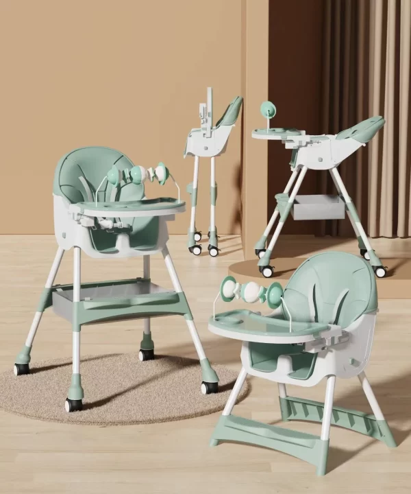 Baby High Chair with Rocking Horse Mode Toys and Adjustable Recline, Foldable Design, Comfortable & Safe for Infants, Wholesale - 图片 3