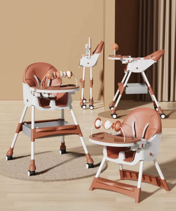 Baby High Chair with Rocking Horse Mode Toys and Adjustable Recline, Foldable Design, Comfortable & Safe for Infants, Wholesale - 图片 2