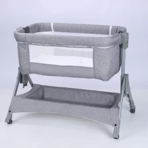 Portable Baby Bassinet – Foldable, Adjustable Height, Silent Wheels, 2-in-1 Rocking & Bedside Crib, Wholesale