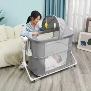 Wholesale Adjustable High Quality Electric Baby Crib Bed to Bedside Bassinet with Wheels
