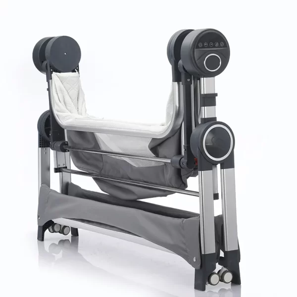 Foldable Electric Baby Rocking Bed Bassinet Remote Control 3-Speed Adjustable Crib with Thick Padding, Wholesale - 图片 4