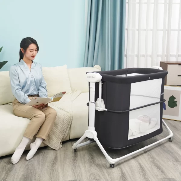 Wholesale Adjustable High Quality Electric Baby Crib Bed to Bedside Bassinet with Wheels - 图片 6