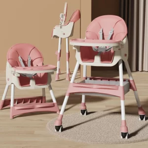 Foldable Baby High Chair Adjustable Height Double Tray Storage Basket Kid Feeding Seat, Wholesale