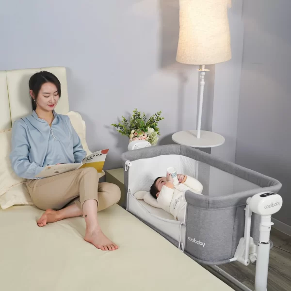 Wholesale Adjustable High Quality Electric Baby Crib Bed to Bedside Bassinet with Wheels - 图片 4