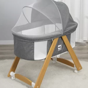 Manual Baby Rocking Bed with Adjustable Canopy, Mosquito Net, Wholesale
