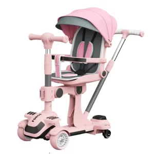4-in-1 Luxury Baby Scooter – 360° Rotating Seat, Eco-Friendly & Musical LED Wheels, Wholesale
