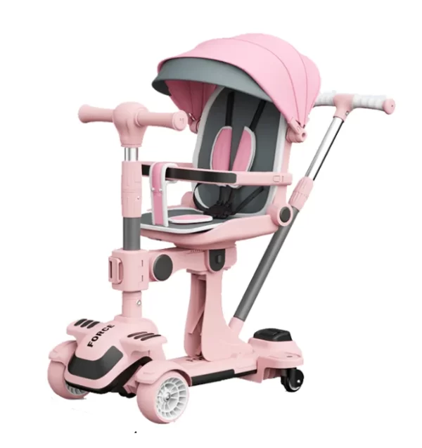 4-in-1 Luxury Baby Scooter – 360° Rotating Seat, Eco-Friendly & Musical LED Wheels, Wholesale