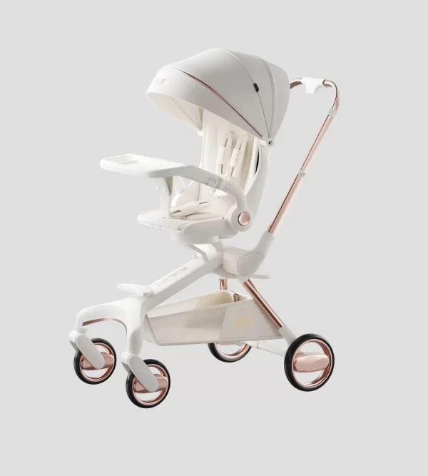 Premium 360° Rotating Baby Stroller, PU Leather Padding and Canopy, Wholesale