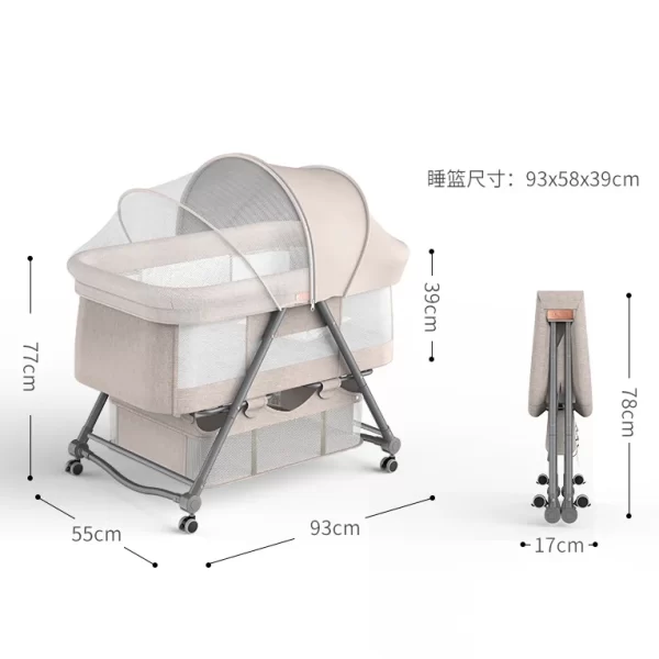 Adjustable Baby Crib, Baby Bed with Breathable Net, Wholesale - 图片 4
