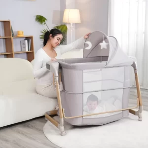 Deluxe Baby Rocker Bassinet 5-Level Height Adjustable, Built-in Mosquito Net & Toys, Wholesale
