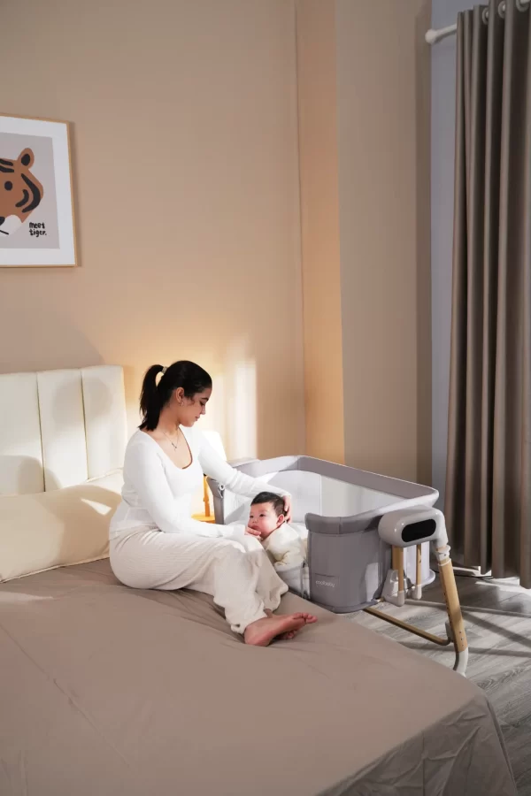 Deluxe Baby Rocker Bassinet 5-Level Height Adjustable, Built-in Mosquito Net & Toys, Wholesale - 图片 3