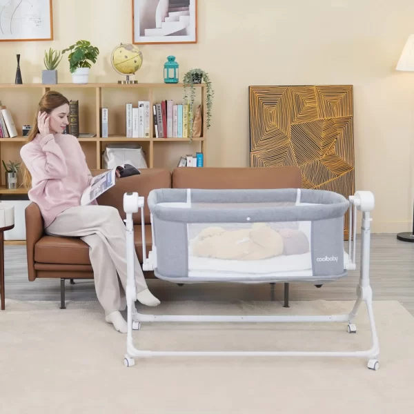 Wholesale Adjustable High Quality Electric Baby Crib Bed to Bedside Bassinet with Wheels - 图片 7