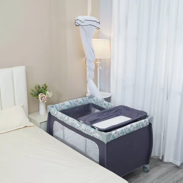 Foldable Crib Baby Portable Crib Moveable With Diaper Table Crib, Wholesale - 图片 3