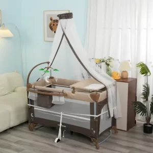 Deluxe Baby Playard Baby Crib Bassinet with Flip-Top Diaper Changer, Wholesale
