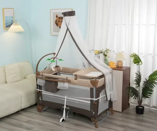 Deluxe Baby Playard Baby Crib Bassinet with Flip-Top Diaper Changer, Wholesale