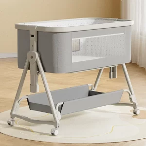 Premium Baby Bassinet with Mosquito Net – Breathable Linen & Sturdy Metal Frame, Wholesale