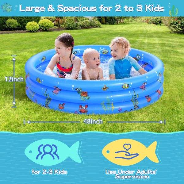 Garden Round Inflatable Baby Swimming Pool, Portable Inflatable Child/Children Little Pump Pool,Kiddie Paddling Pool Indoor&Outdoor Toddler Water Game Play Center for Kids/Girl/Boy - 图片 2