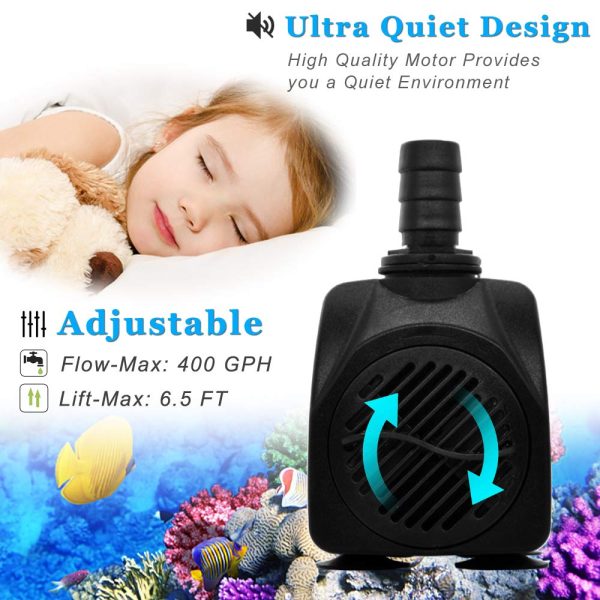 400GPH Submersible Water Pump with 5 ft Tubing, 25W durable fountain water pump for Pond Fountain, Aquariums Fish Tank, Statuary - 图片 3