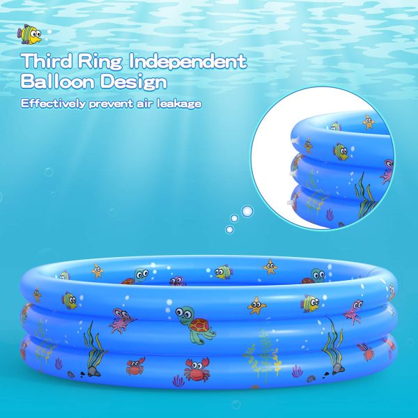 Garden Round Inflatable Baby Swimming Pool, Portable Inflatable Child/Children Little Pump Pool,Kiddie Paddling Pool Indoor&Outdoor Toddler Water Game Play Center for Kids/Girl/Boy - 图片 4