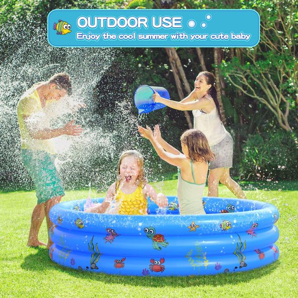 Garden Round Inflatable Baby Swimming Pool, Portable Inflatable Child/Children Little Pump Pool,Kiddie Paddling Pool Indoor&Outdoor Toddler Water Game Play Center for Kids/Girl/Boy - 图片 6